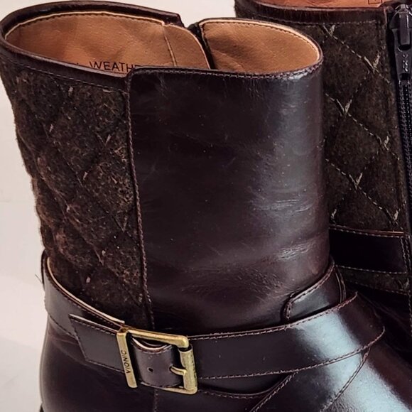 Vionic Thea Brown Leather Boots Quilted Weather Resistant Women's 6 Mid Calf. - Picture 8 of 8